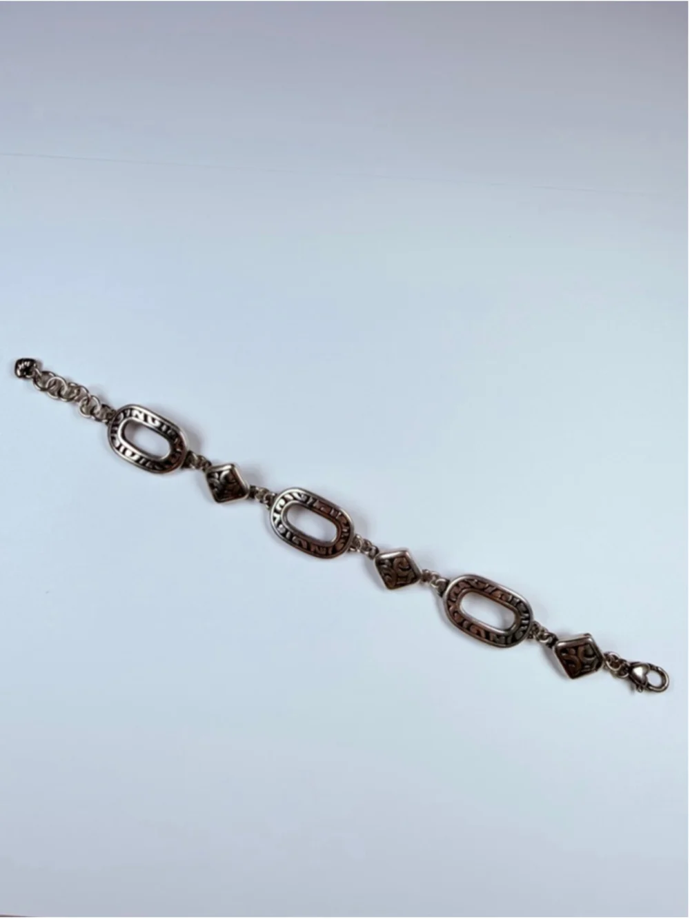 Brighton Filigree Deco Scroll Oval Link Medallion 17MM Retired Chunky Bracelet